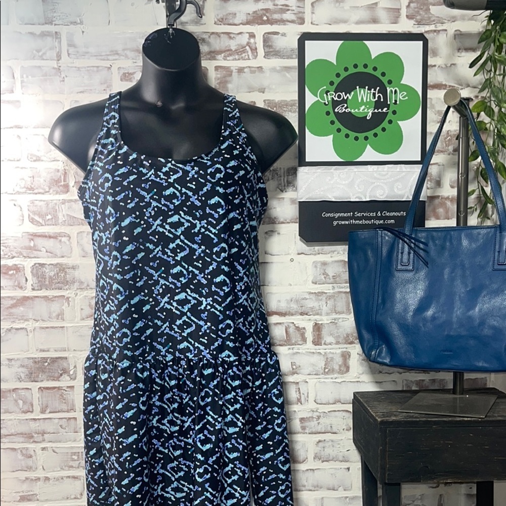 Blue Patterned Women's swim dress Swimsuit 3X